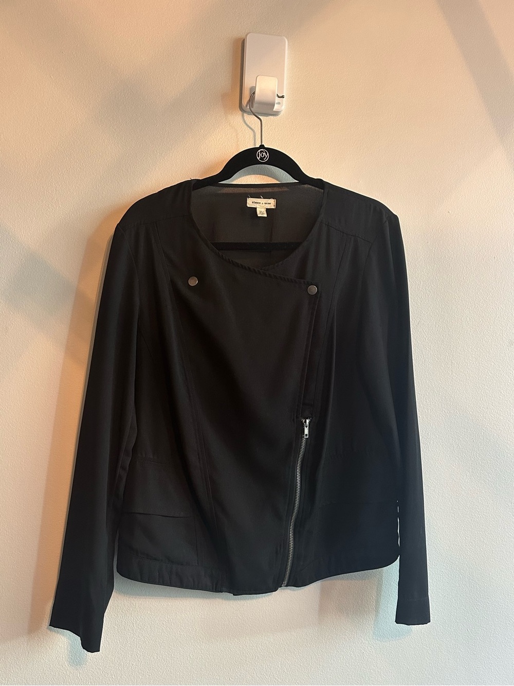 Urban Outfitters Silence + Noise Black Asymmetrical Zip Jacket, Size Medium